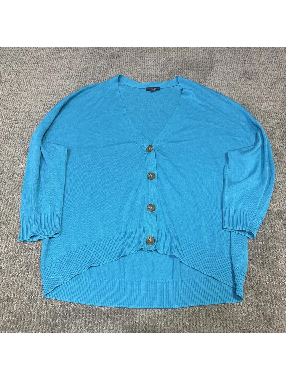 Vince Camuto Sweater Blue Lightweight Long Sleeve Button Up Women’s Size XL